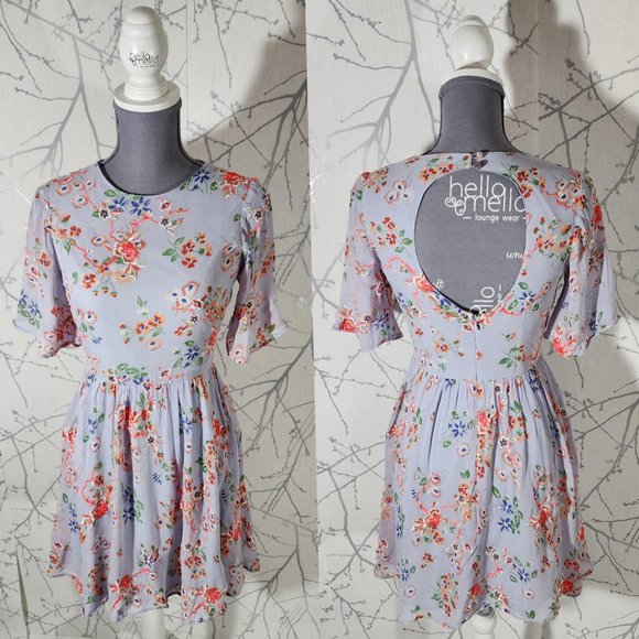 ASOS Lavender Floral Embroidered Cutout Back Dress - Picture 1 of 5